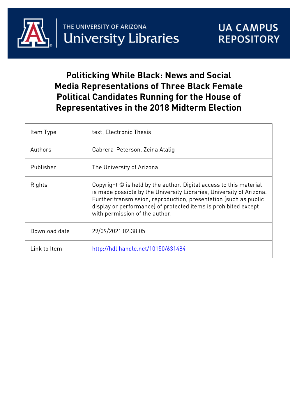 News and Social Media Representations of Three Black Female Political Candidates Running for the House of Representatives in the 2018 Midterm Election