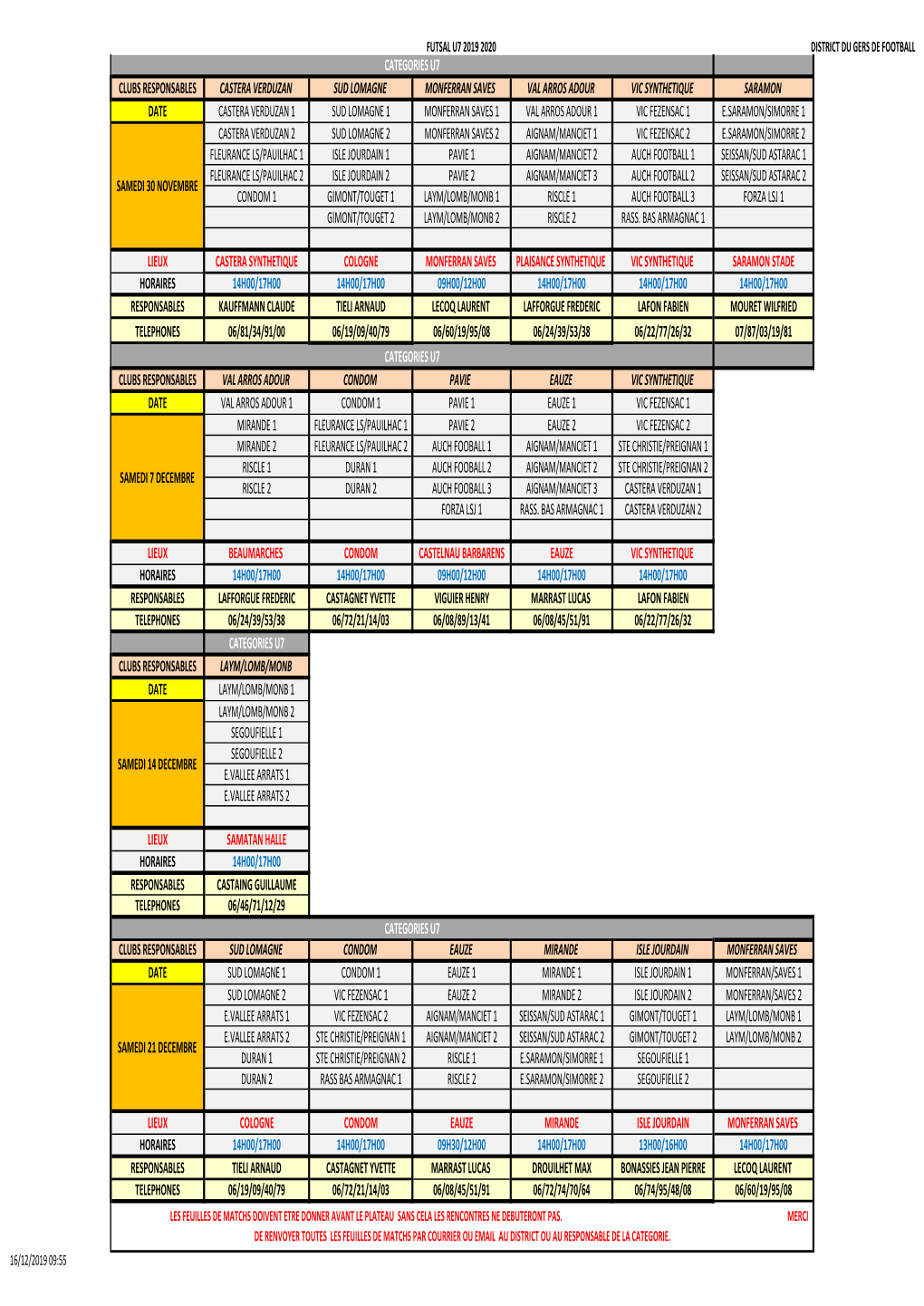 PLANNING U7 Du 30 Novembre Au 21 Décembre V2