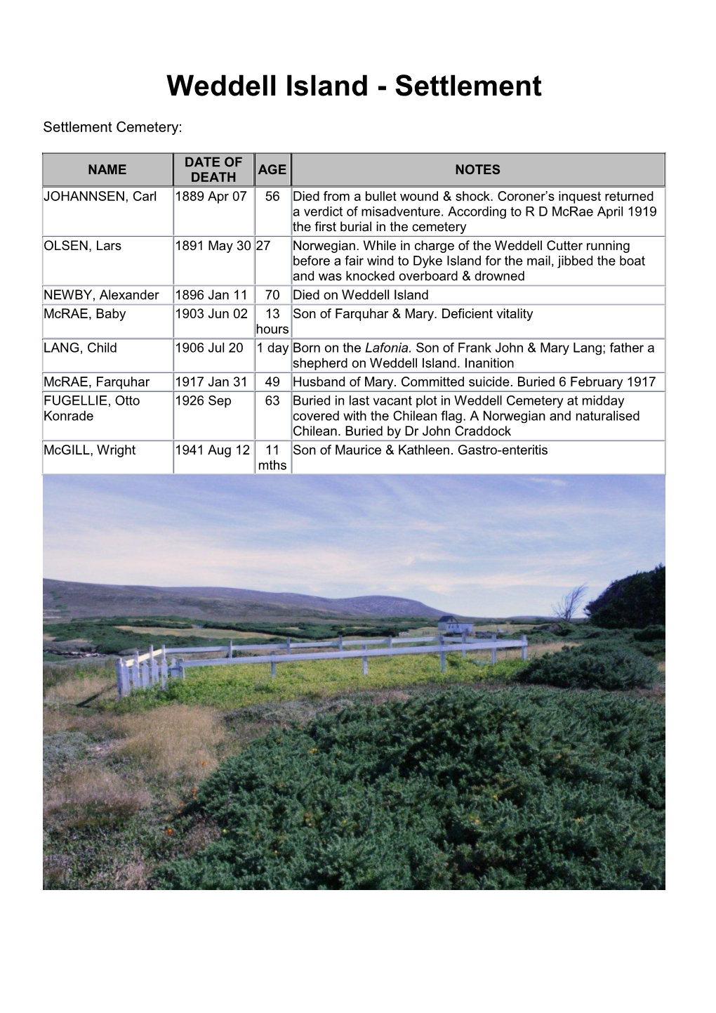 Weddell Island - Settlement