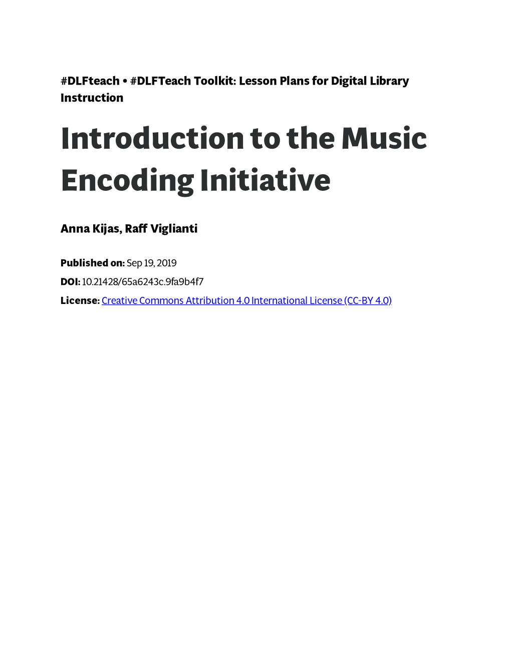 Introduction to the Music Encoding Initiative