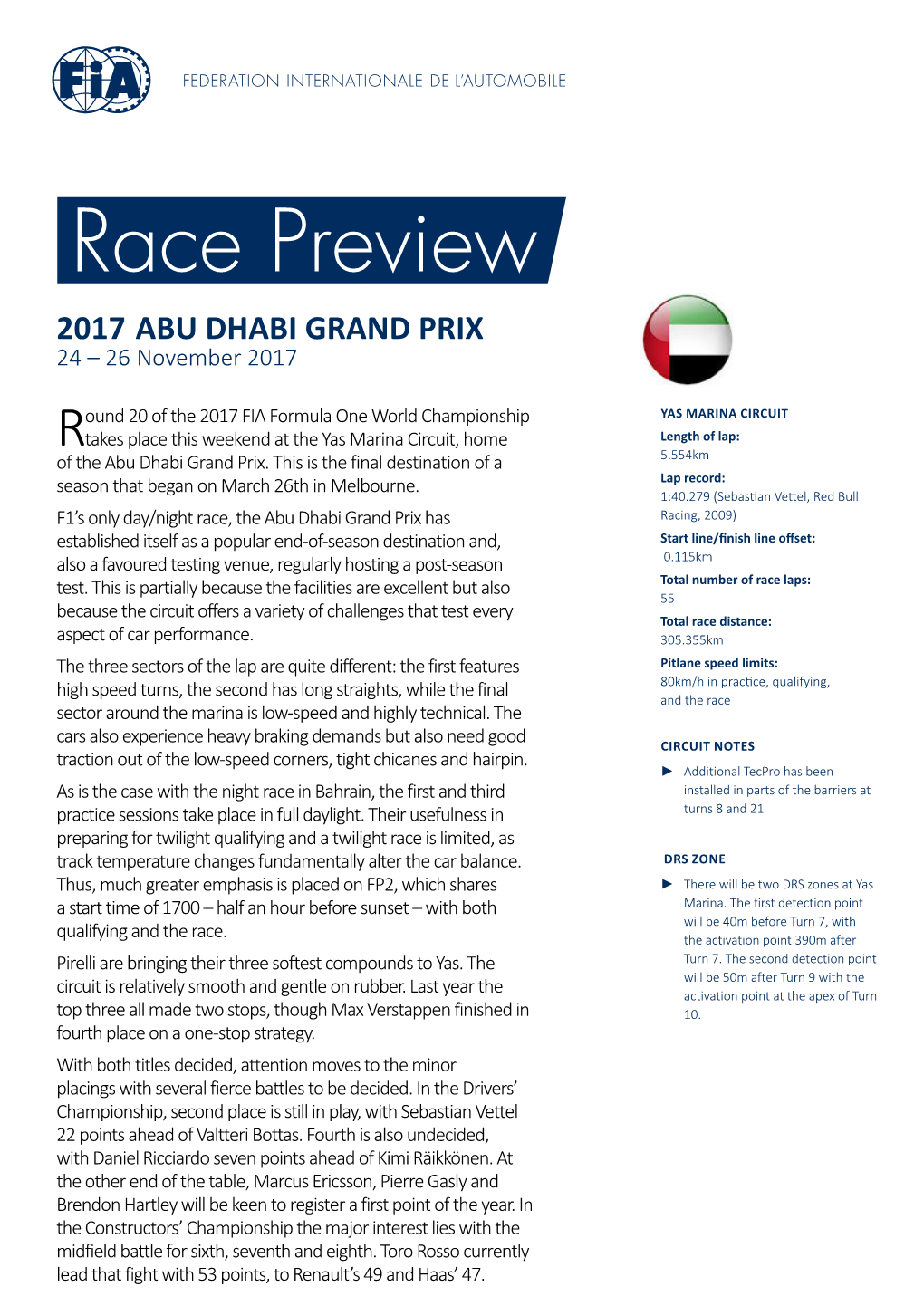 2017 ABU DHABI GRAND PRIX 24 – 26 November 2017