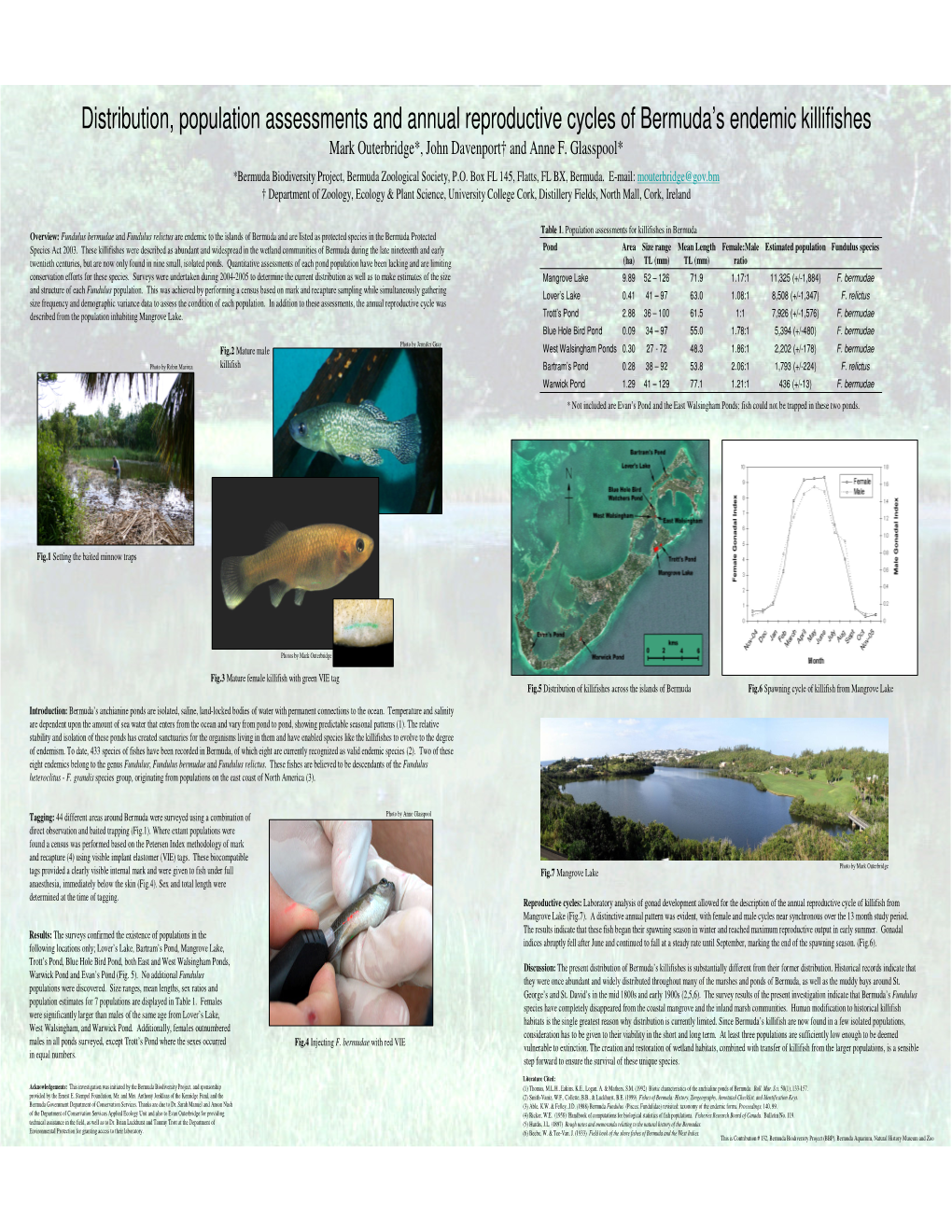 Distribution, Population Assessments and Annual Reproductive Cycles of Bermuda’S Endemic Killifishes Mark Outerbridge*, John Davenport† and Anne F