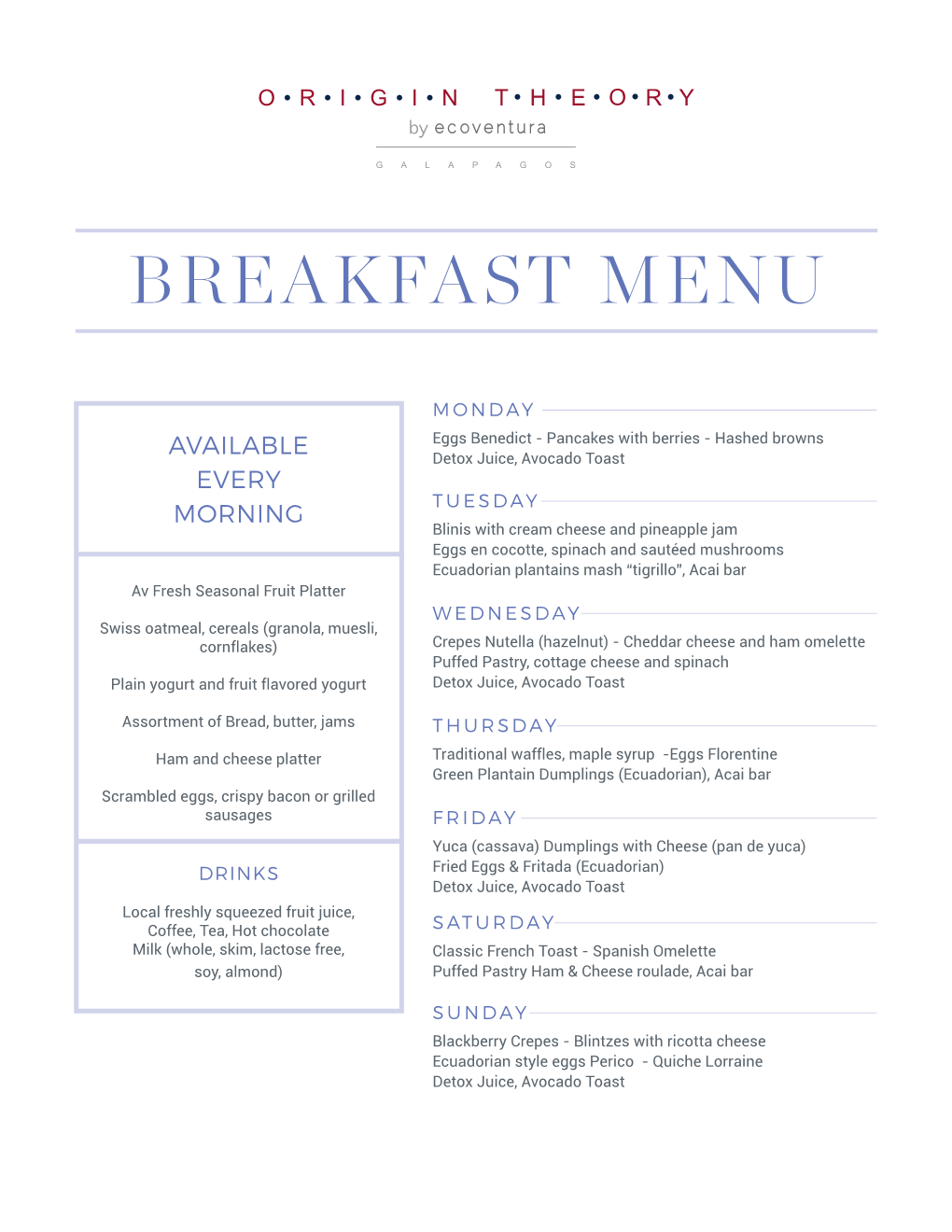 Breakfast Menu