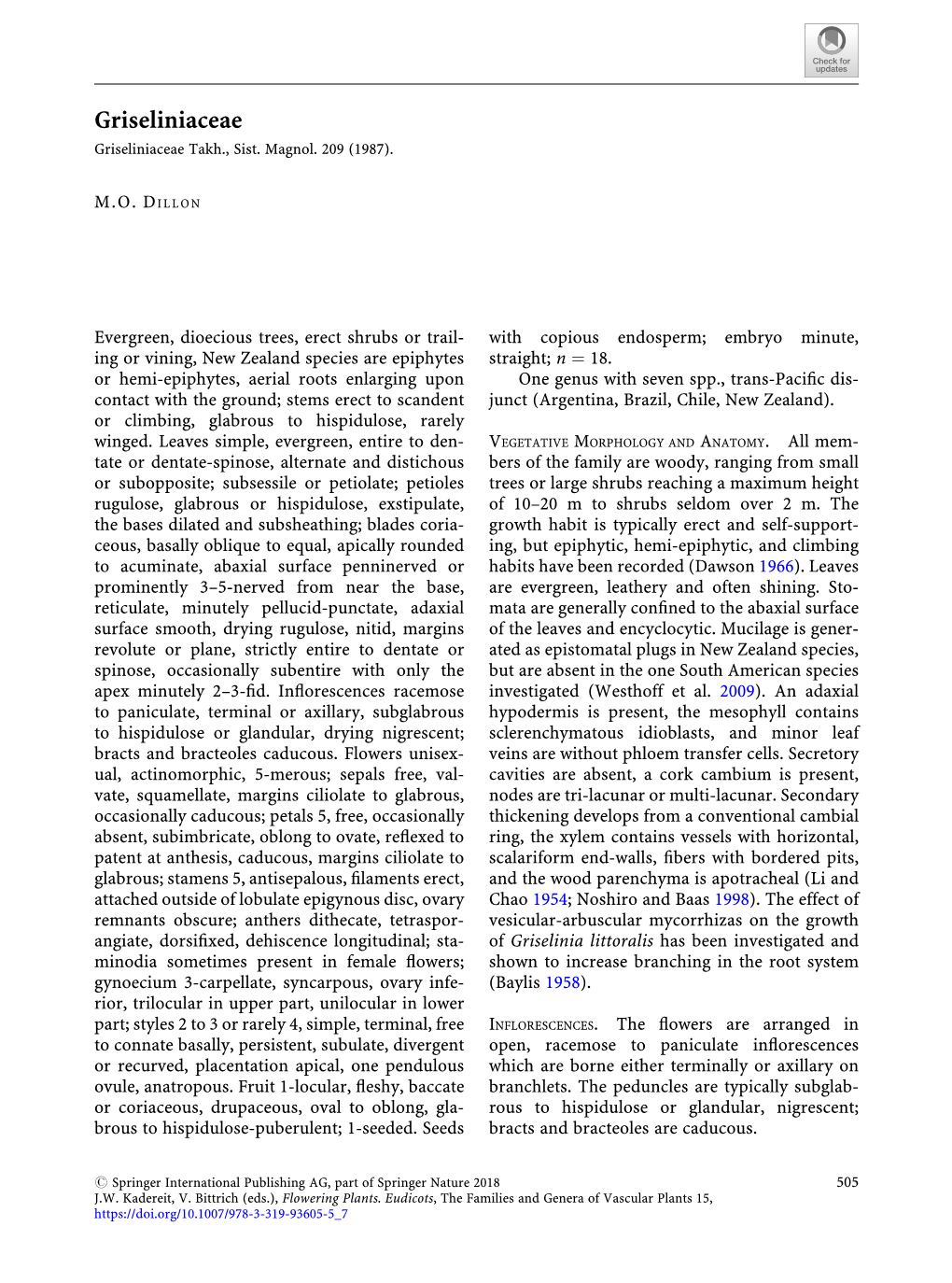 Griseliniaceae Families & Genera of Vascular Plants