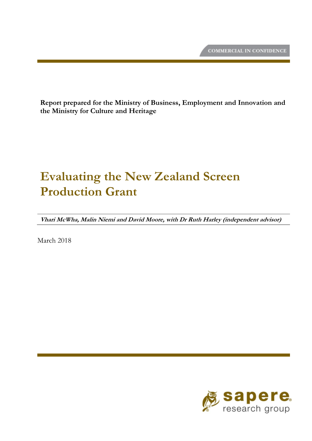 Evaluating the New Zealand Screen Production Grant