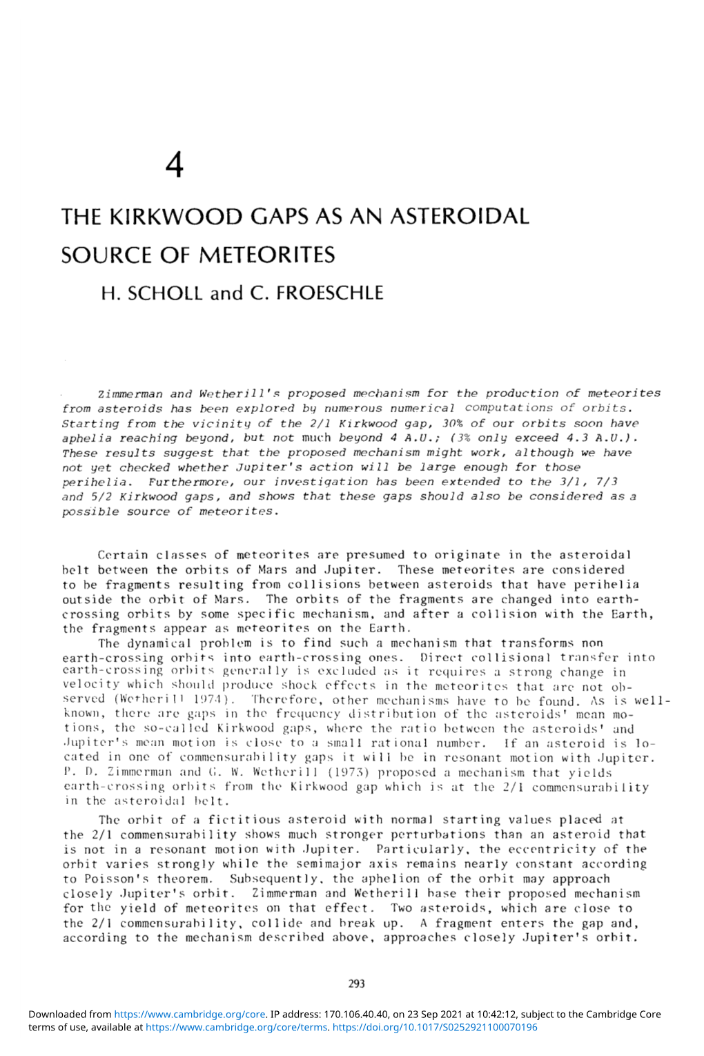 The Kirkwood Gaps As an Asteroidal Source of Meteorites H