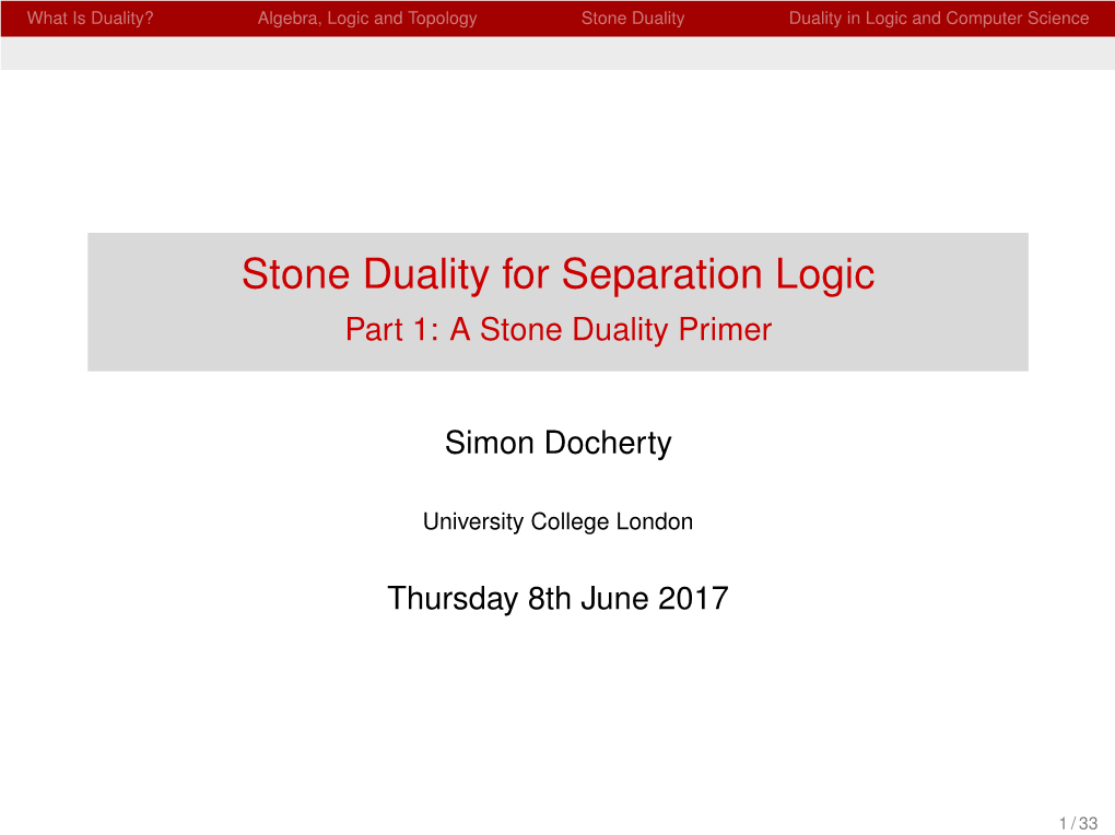 A Stone Duality Primer