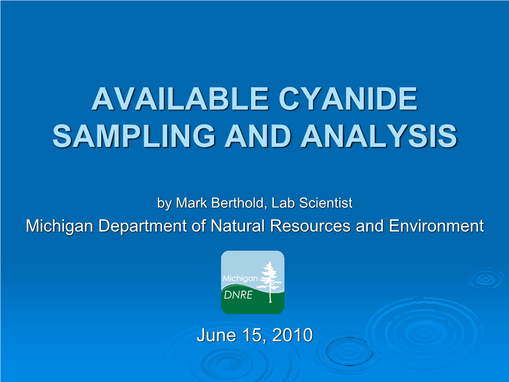 Cyanide Sampling and Analysis