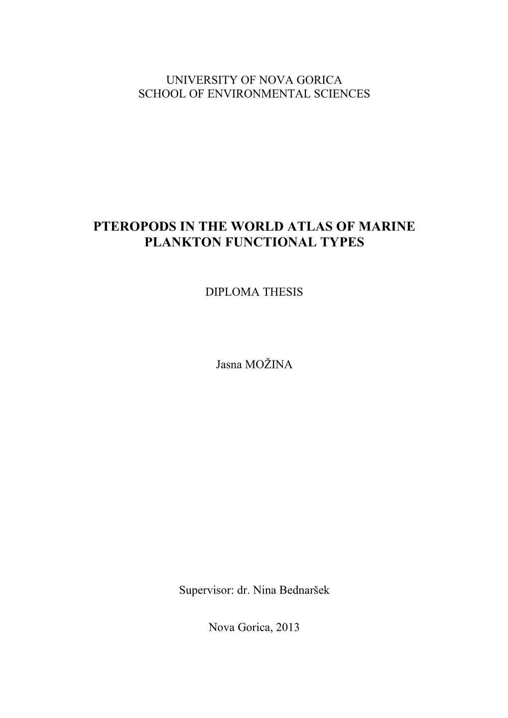 Pteropods in the World Atlas of Marine Plankton Functional Types