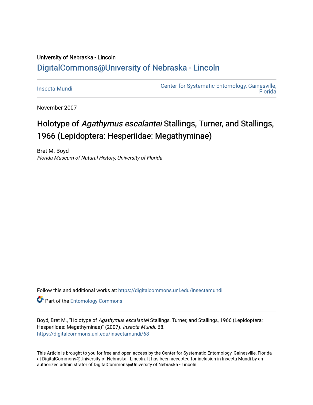 Holotype of &lt;I&gt;Agathymus Escalantei &lt;/I&gt;Stallings, Turner, and Stallings