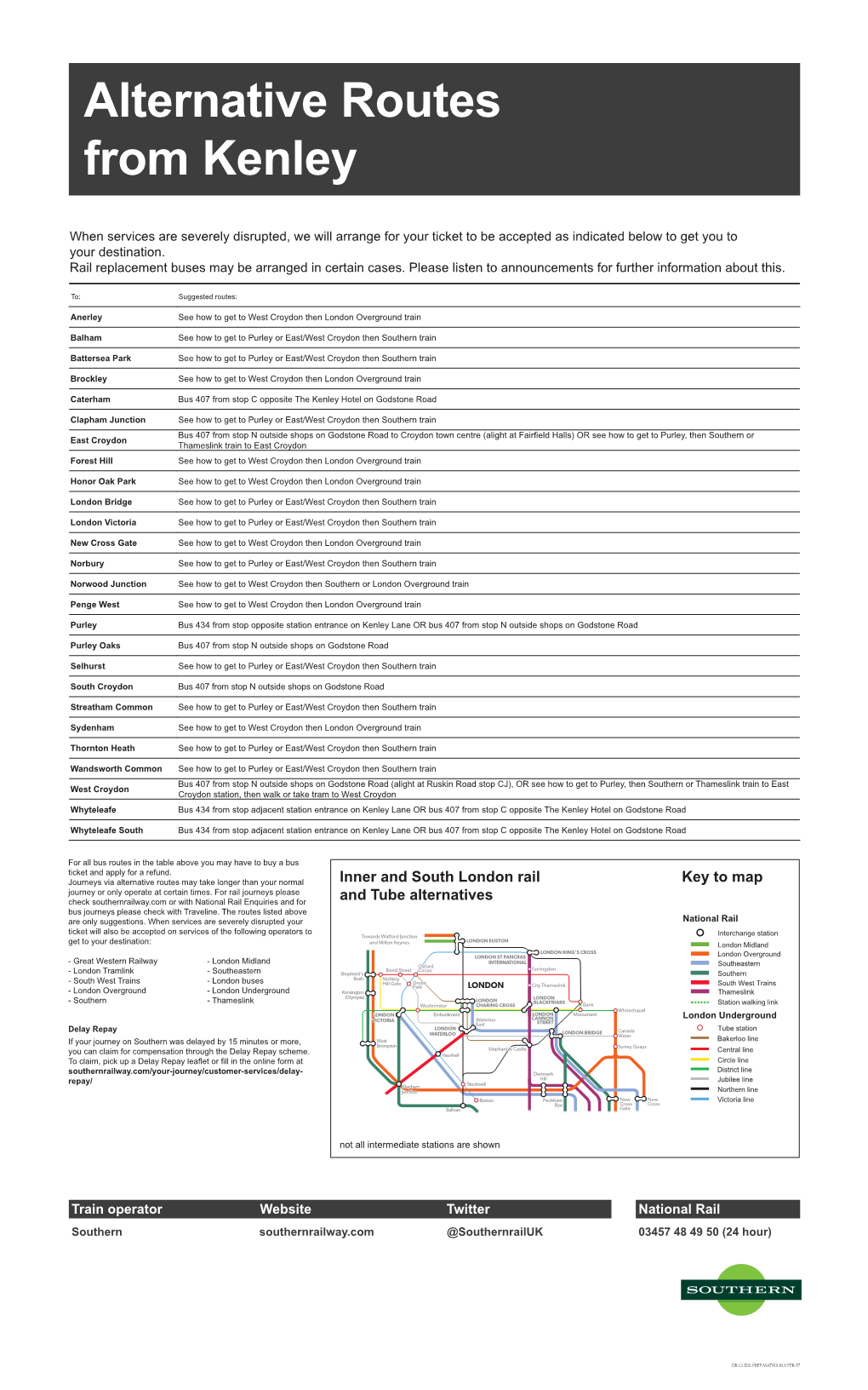 Inner and South London Rail and Tube Alternatives Key To