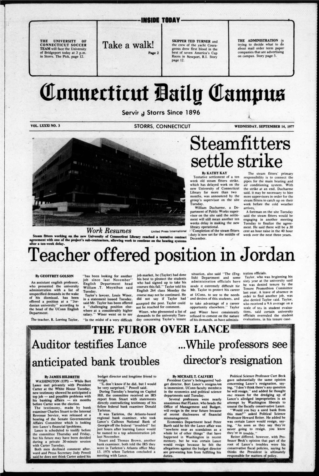 Steamfitters Settle Strike Teacher Offered Position in Jordan