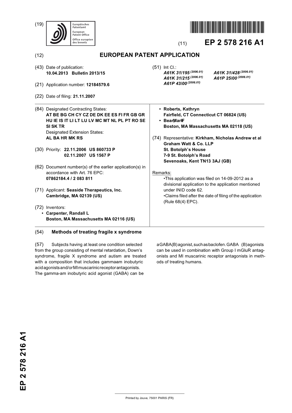 Methods of Treating Fragile X Syndrome