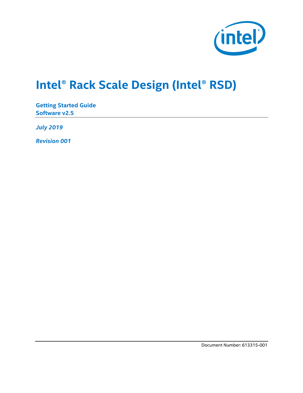 Intel® Rack Scale Design (Intel® RSD) V2.5: Conformance and Software