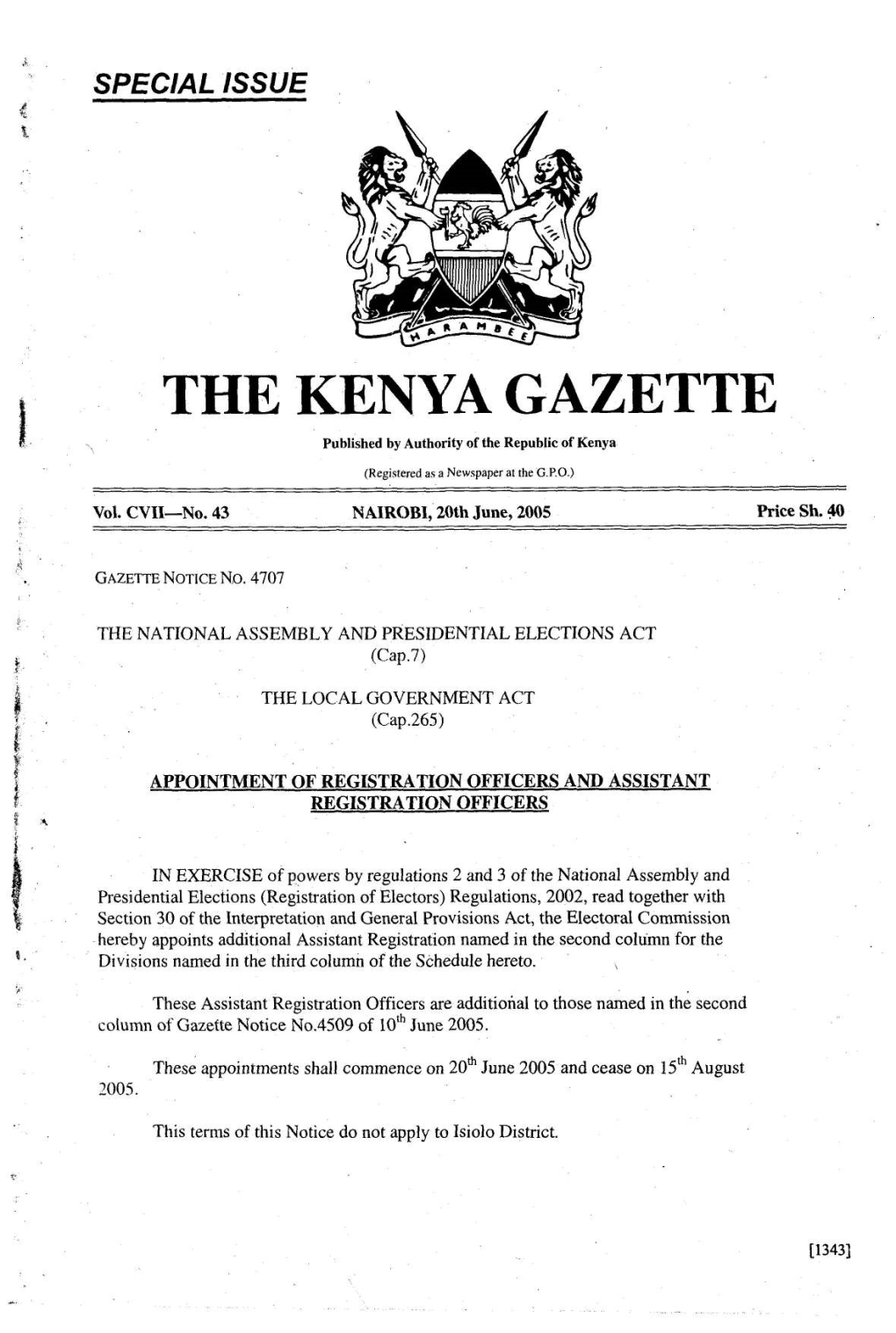 | the Kenya Gazette —
