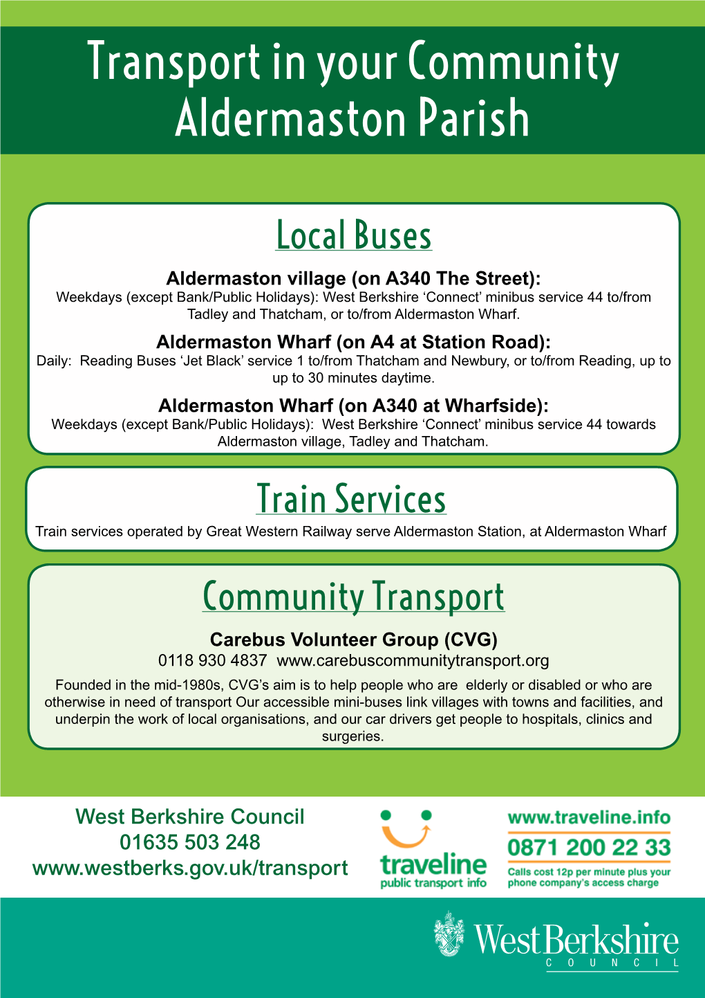 Transport in Your Community Aldermaston Parish