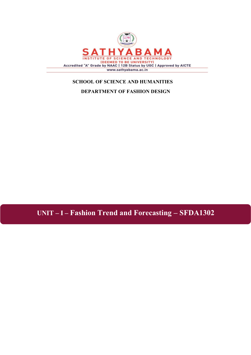 Fashion Trend and Forecasting – SFDA1302