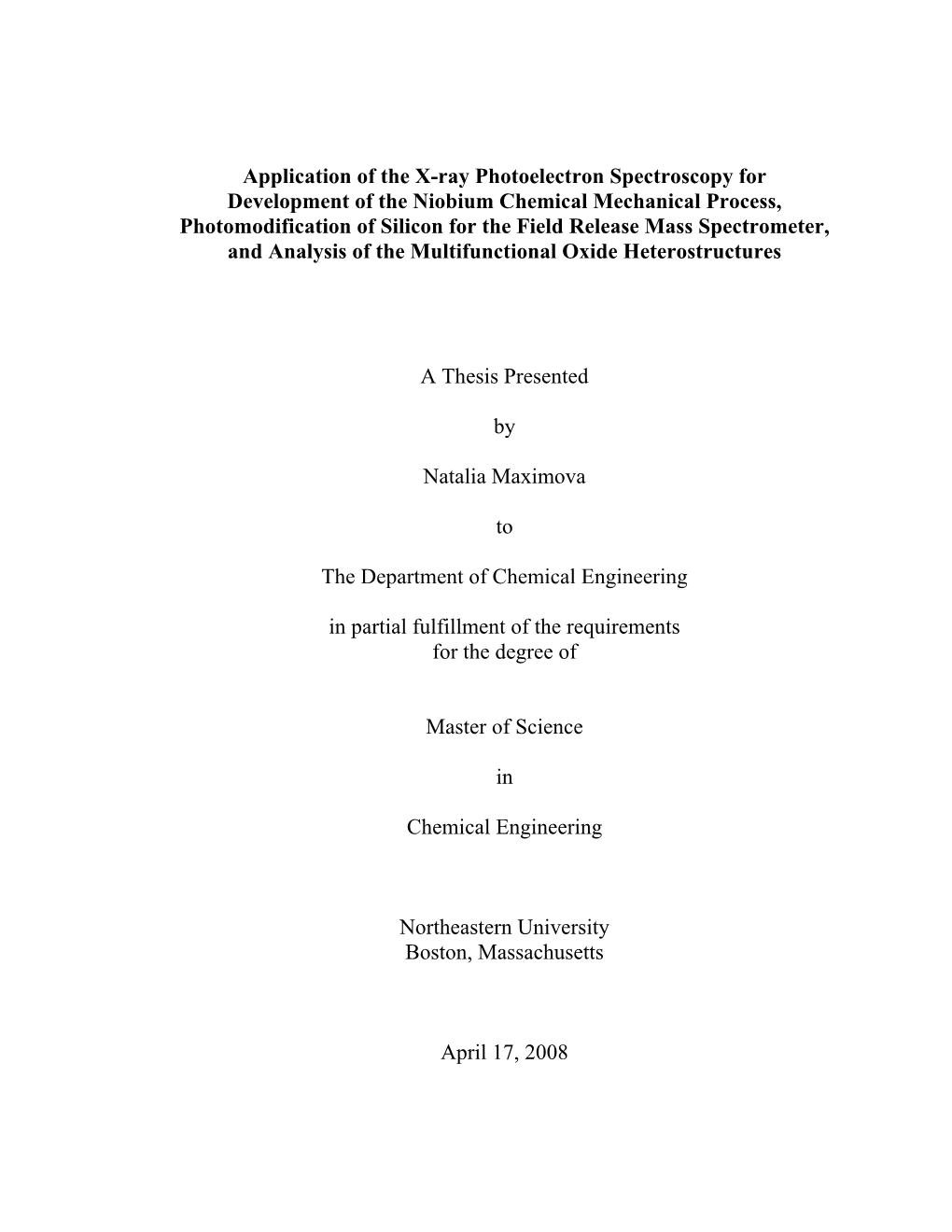 Application of the X-Ray Photoelectron Spectroscopy for Development of the Niobium Chemical Mechanical Process, Photomodificatio