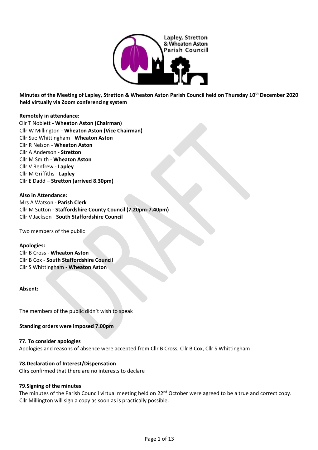 Lapley, Stretton & Wheaton Aston Parish Council