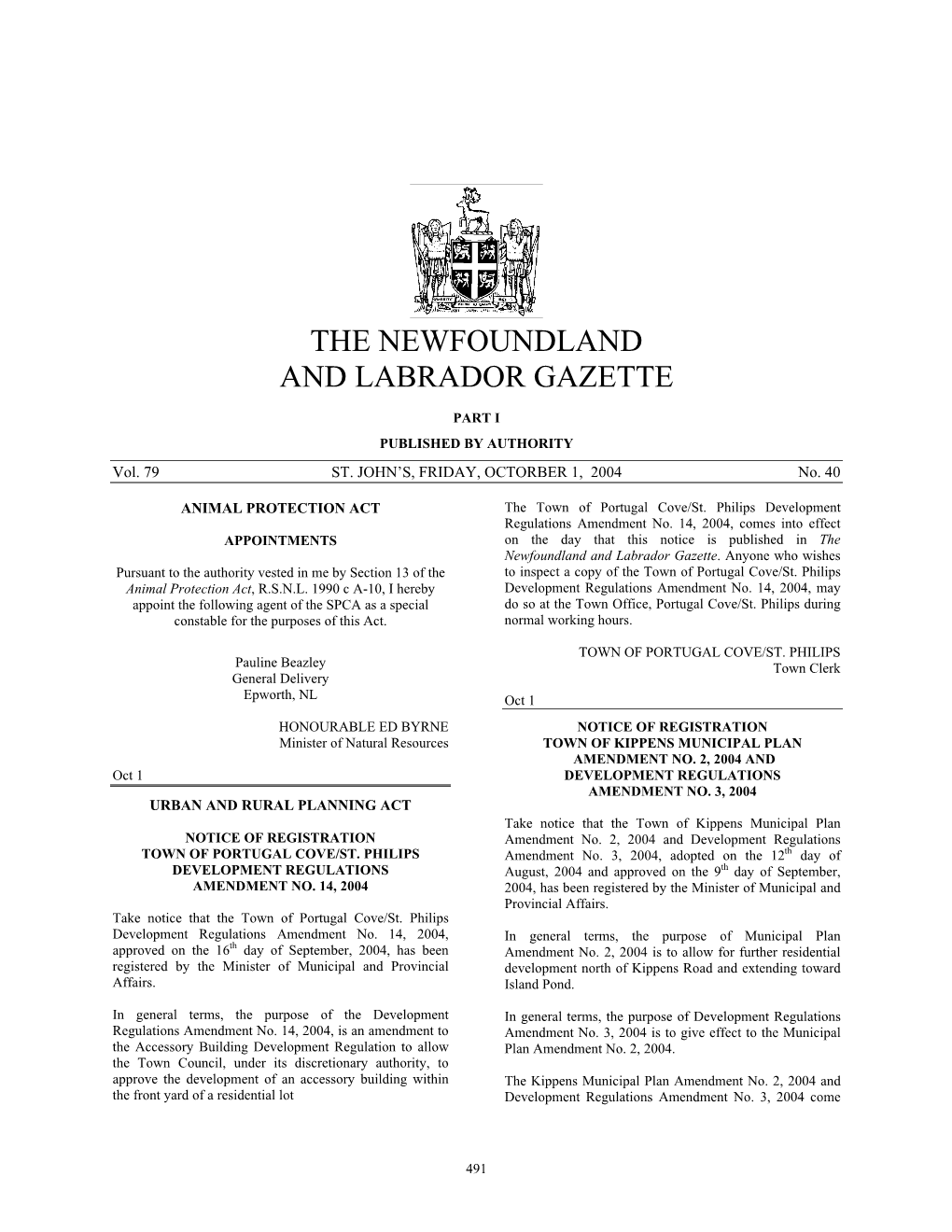 The Newfoundland and Labrador Gazette