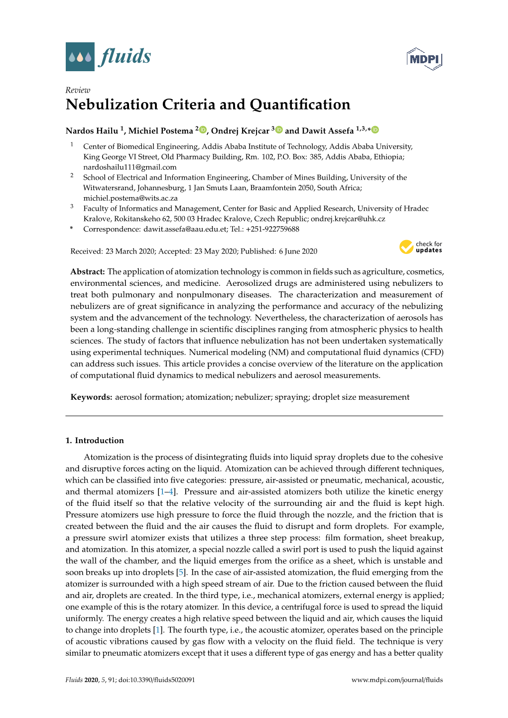 Nebulization Criteria and Quantification