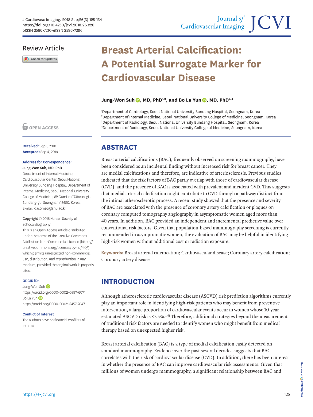 Breast Arterial Calcification: a Potential Surrogate Marker for Cardiovascular Disease