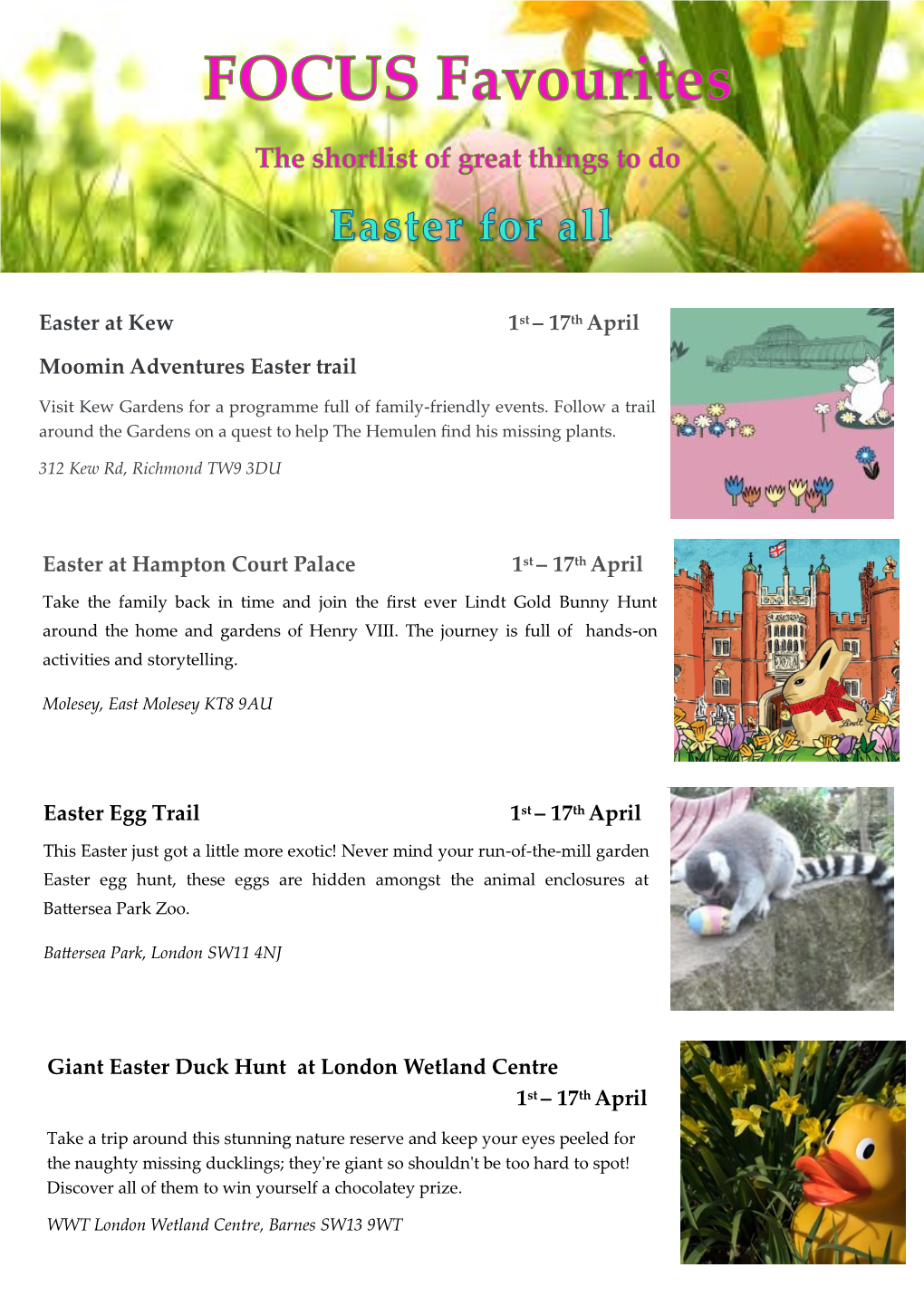 Easter at Kew 1St – 17Th April Moomin Adventures Easter Trail Easter At