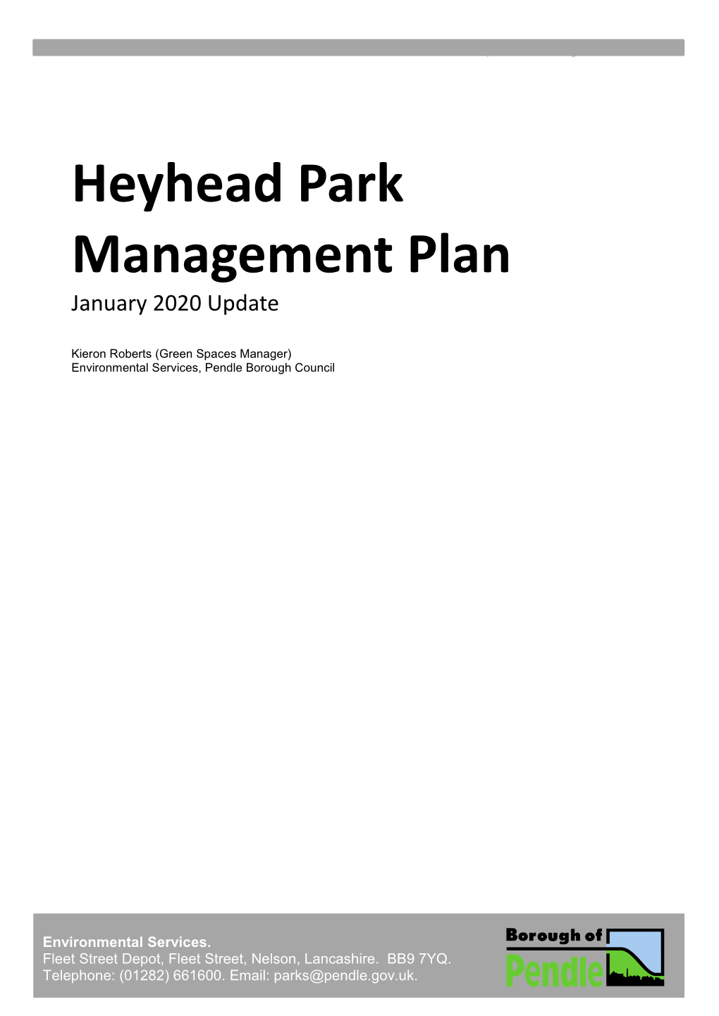 Heyhead Park Management Plan