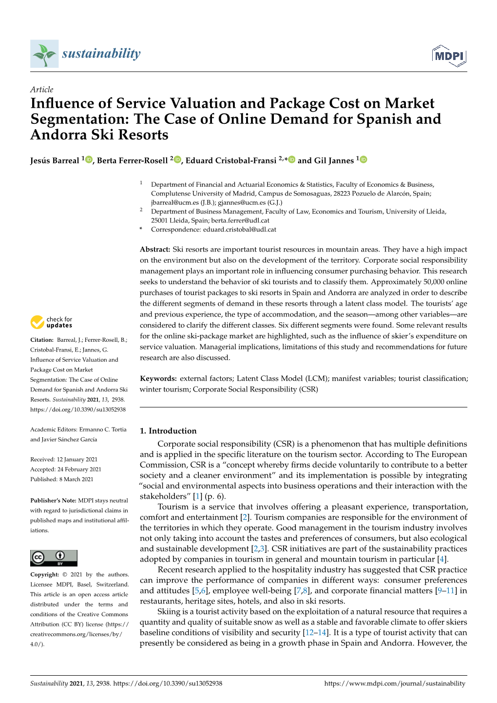 The Case of Online Demand for Spanish and Andorra Ski Resorts