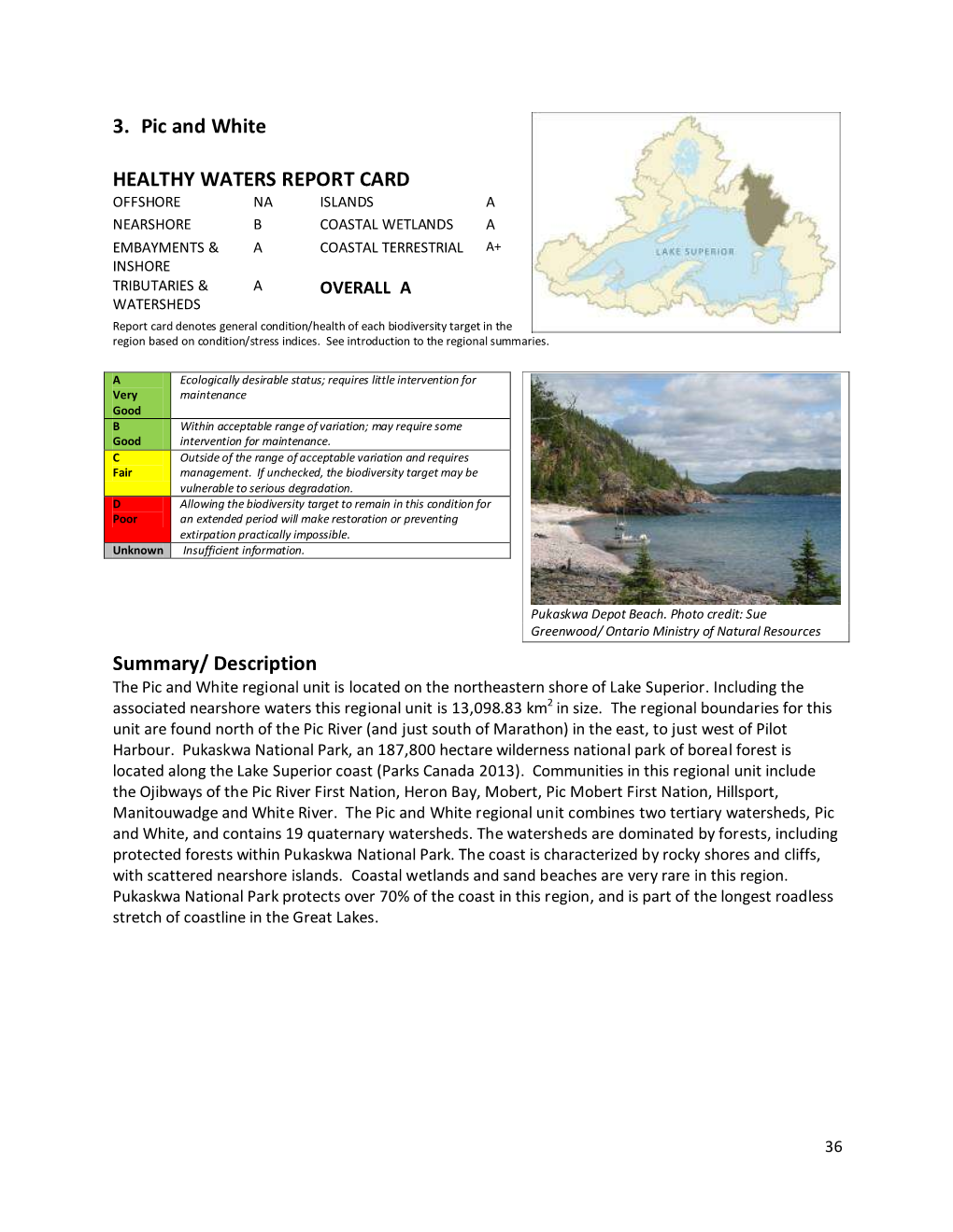 3. Pic and White HEALTHY WATERS REPORT CARD Summary