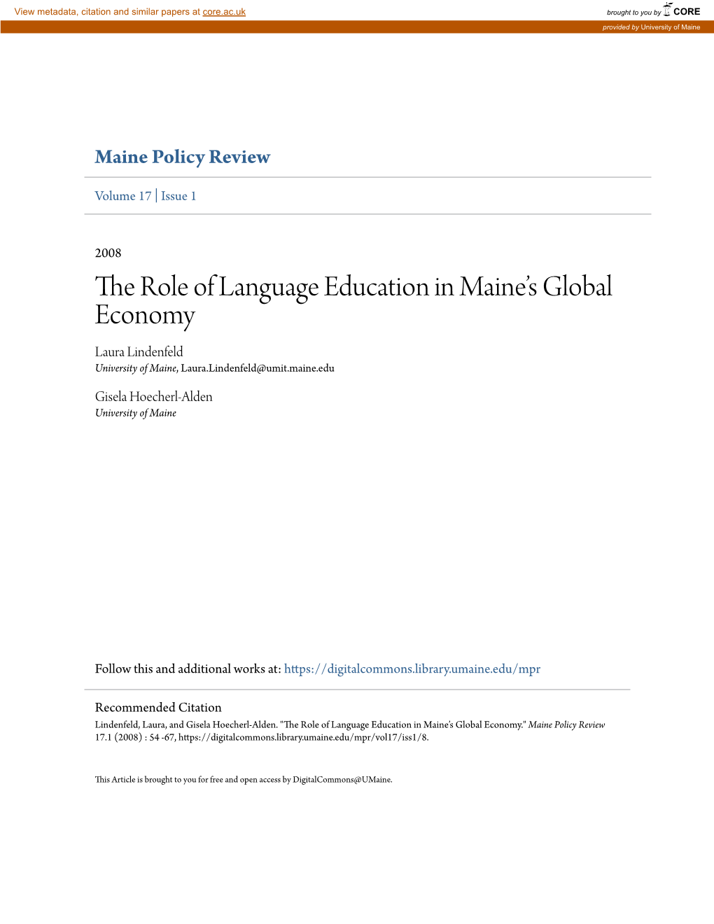 The Role of Language Education in Maine's Global Economy