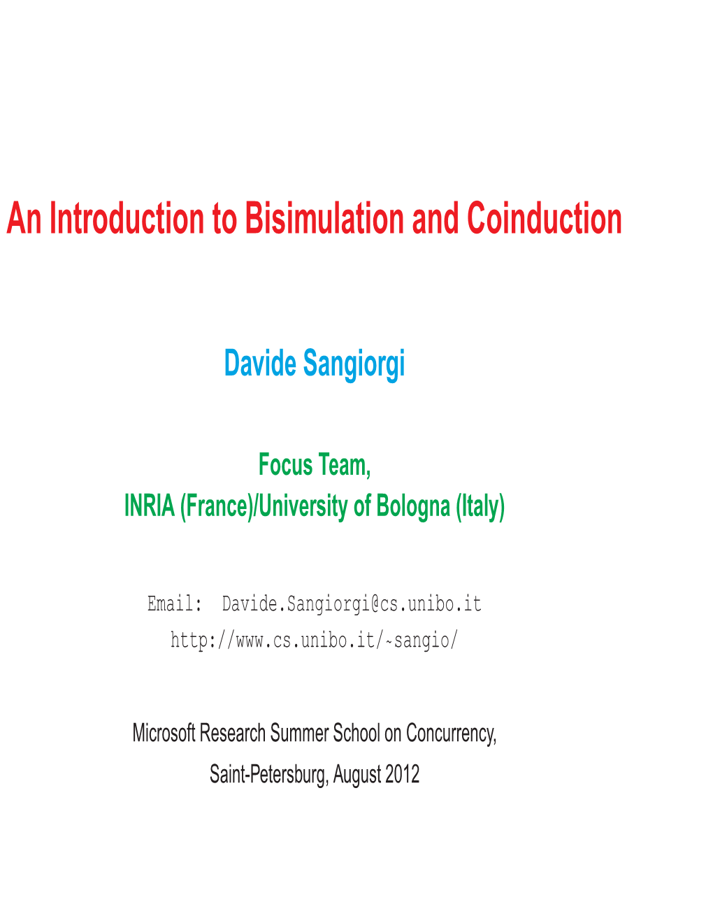 An Introduction to Bisimulation and Coinduction