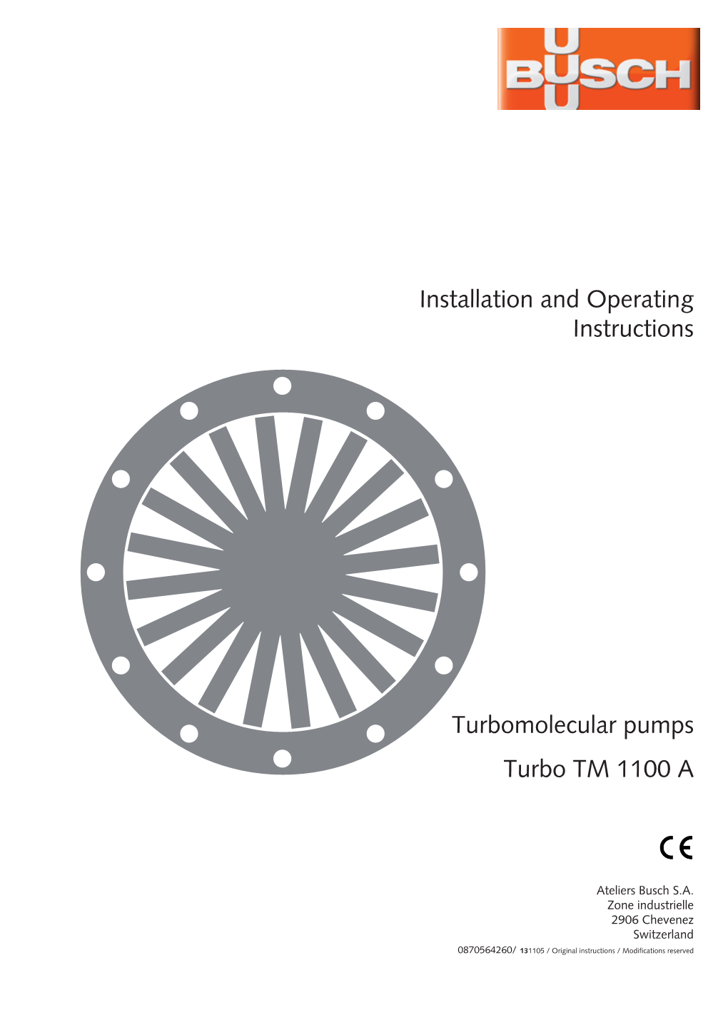 Installation and Operating Instructions Turbomolecular Pumps Turbo TM