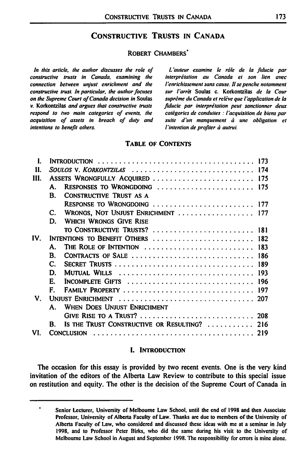 Constructive Trusts in Canada 173