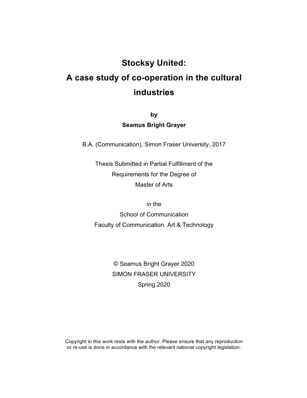 Stocksy United: a Case Study of Co-Operation in the Cultural Industries