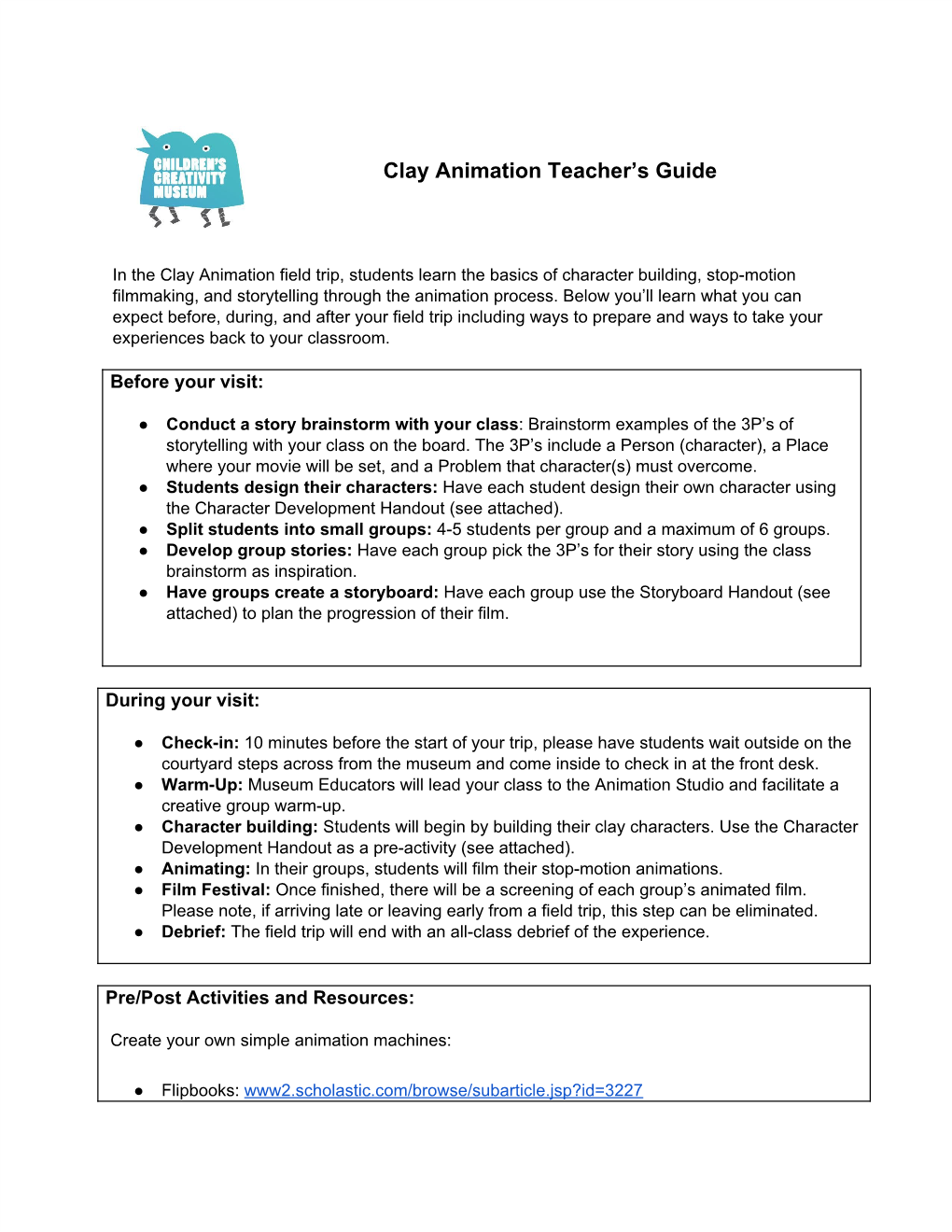 Clay Animation Teacher's Guide