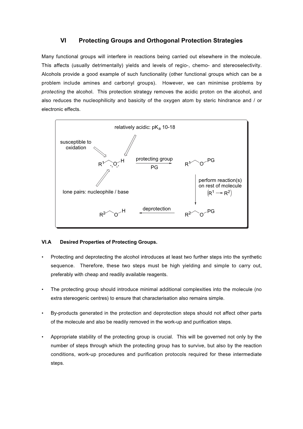 VI Protecting Groups and Orthogonal Protection Strategies