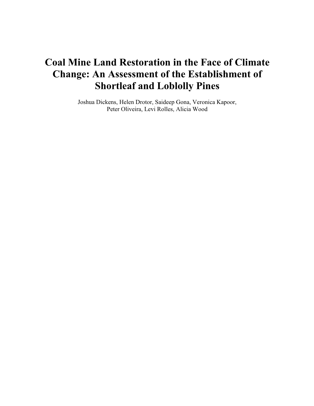 Coal Mine Land Restoration in the Face of Climate Change: an Assessment of the Establishment of Shortleaf and Loblolly Pines