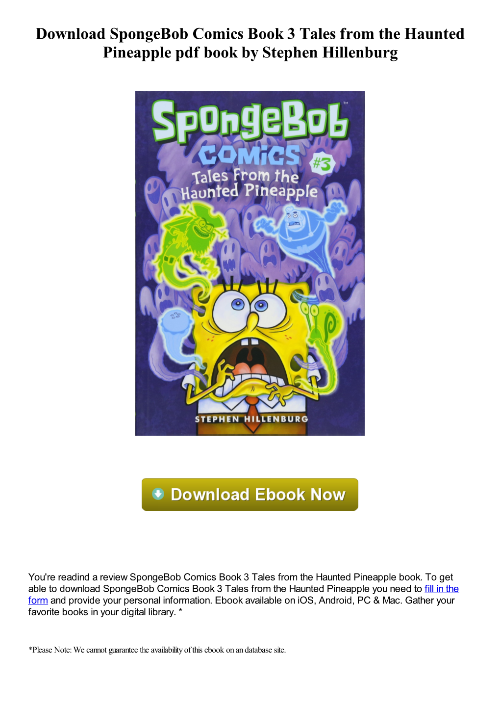 Download Spongebob Comics Book 3 Tales from the Haunted Pineapple Pdf Book by Stephen Hillenburg