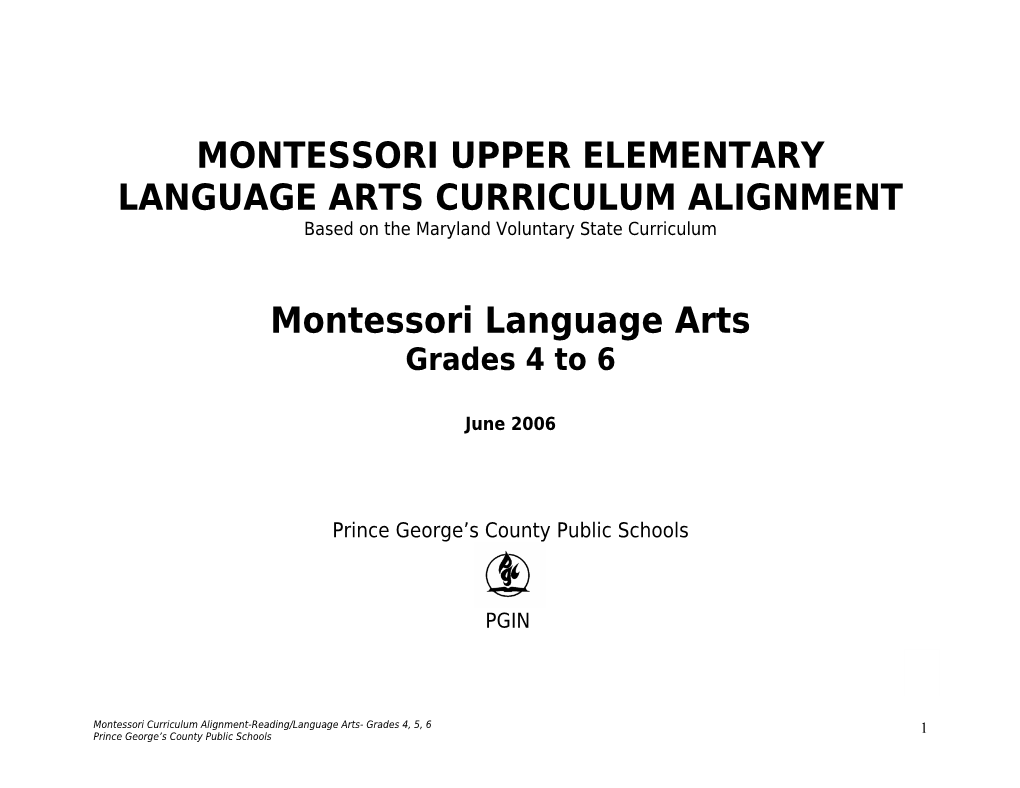 Description of Montessori Language Materials List