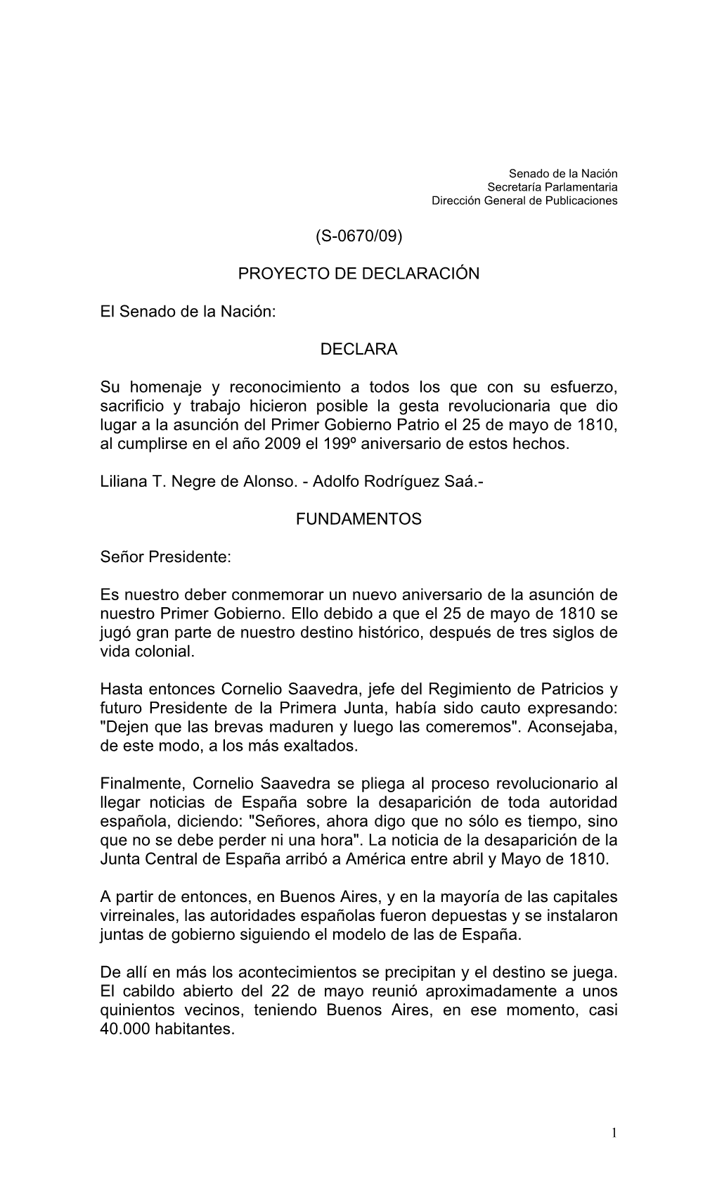 Proyecto De Declaracin