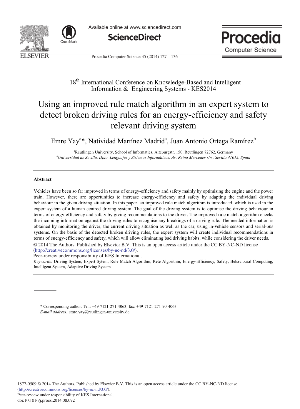 Using an Improved Rule Match Algorithm in an Expert System to Detect Broken Driving Rules for an Energy-Efficiency and Safety Relevant Driving System