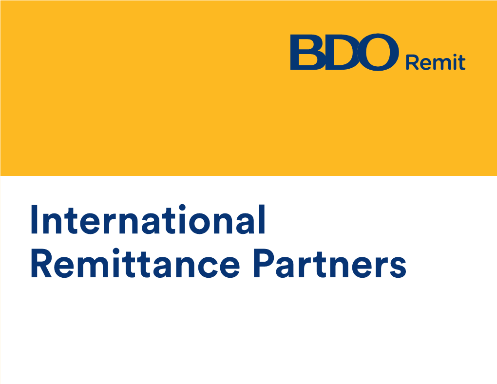 BDO Remit Remittance Partners Directory-As of Jan 1, 2021