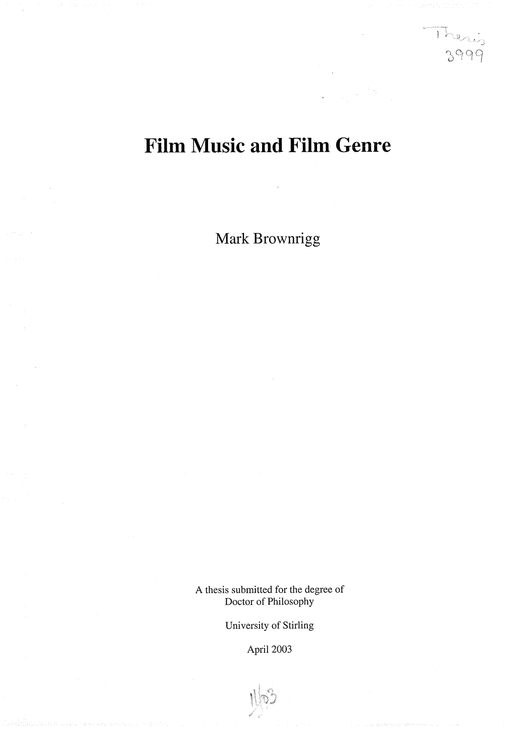 Film Music and Film Genre