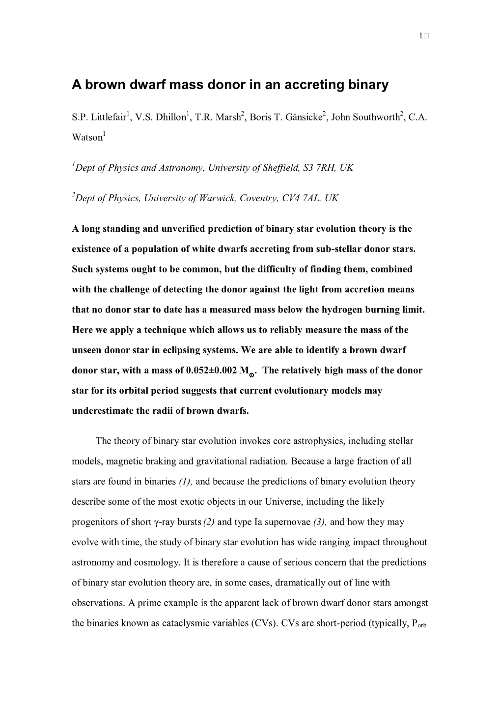 A Brown Dwarf Mass Donor in an Accreting Binary