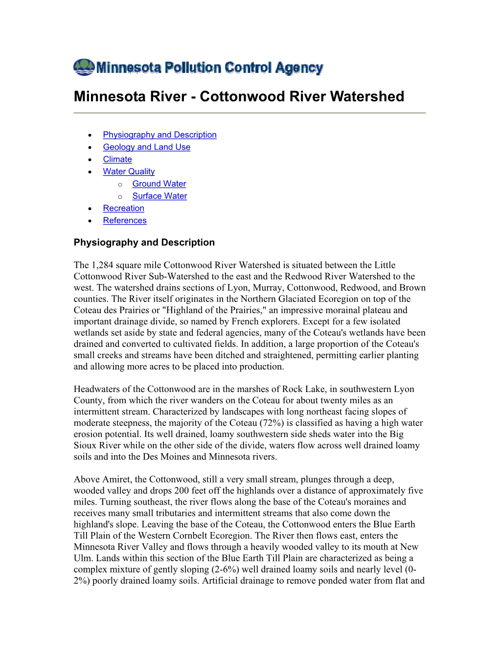 Cottonwood River Watershed