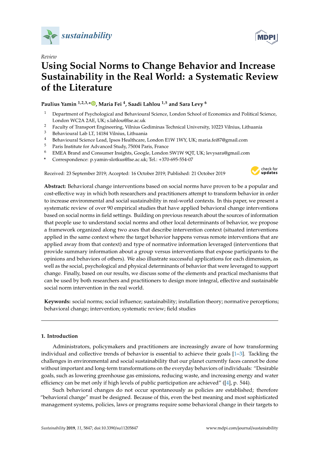 Using Social Norms to Change Behavior and Increase Sustainability in the Real World: a Systematic Review of the Literature