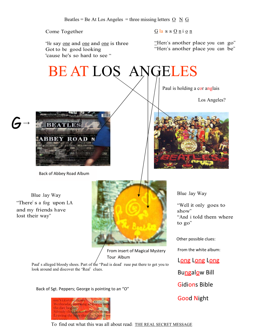 Be at Los Angeles = Three Missing Letters O N G