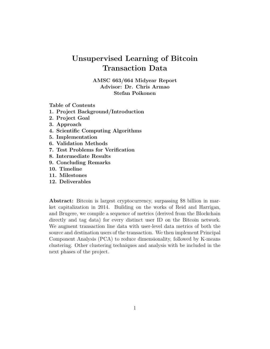 Unsupervised Learning of Bitcoin Transaction Data