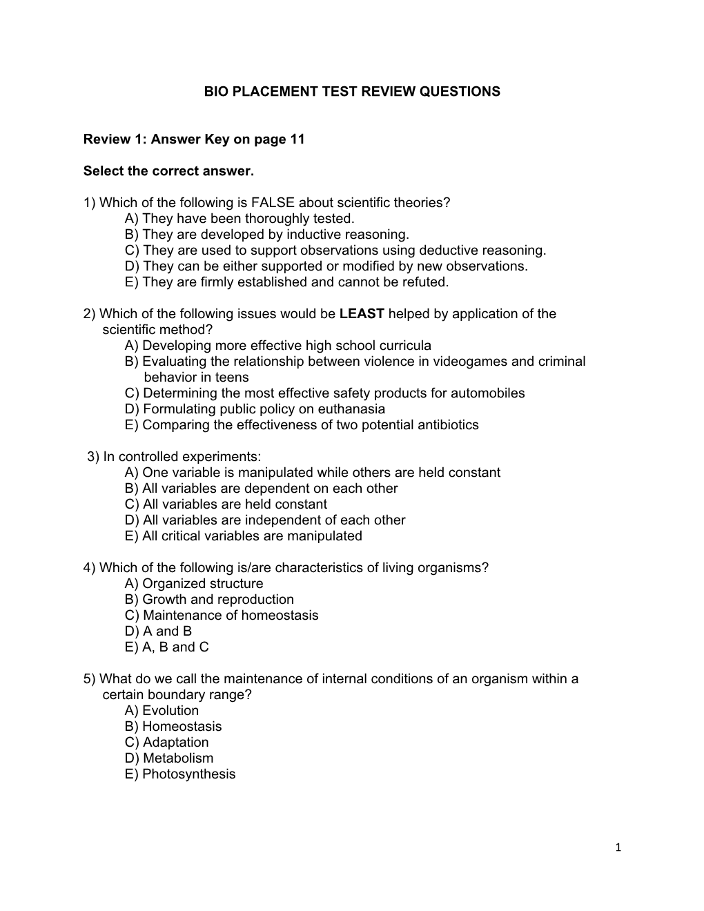 Answer Key on Page 11 Select the Correct Answer. 1) Which of The